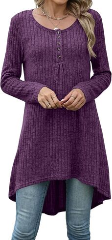 Naggoo Long Tunic Tops for Women for Leggings Long Sleeve Henley Shirts High Low Fall Sweaters M-3XL in Saudi Arabia