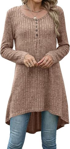 Naggoo Long Tunic Tops for Women for Leggings Long Sleeve Henley Shirts High Low Fall Sweaters M-3XL in Saudi Arabia