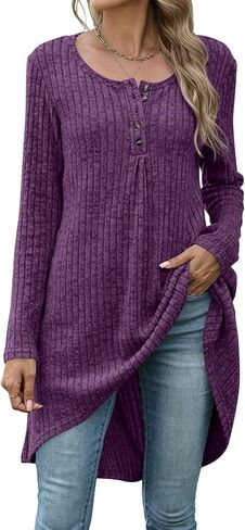 Naggoo Long Tunic Tops for Women for Leggings Long Sleeve Henley Shirts High Low Fall Sweaters M-3XL in Saudi Arabia