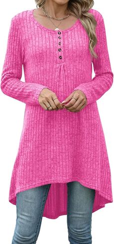 Naggoo Long Tunic Tops for Women for Leggings Long Sleeve Henley Shirts High Low Fall Sweaters M-3XL in Saudi Arabia