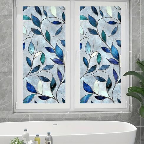 Stained Glass Window Film Colorful Sea Turtle Window Privacy Film Stained Decals Static Cling Sun Blocking Decor for Home Office Windows Doors Glass Partitions 17.7x39.3 inch in Saudi Arabia