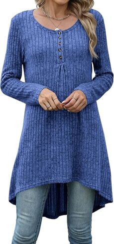 Naggoo Long Tunic Tops for Women for Leggings Long Sleeve Henley Shirts High Low Fall Sweaters M-3XL in Saudi Arabia