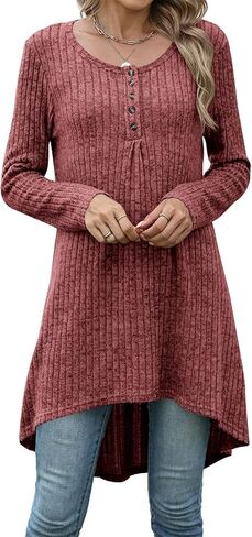Naggoo Long Tunic Tops for Women for Leggings Long Sleeve Henley Shirts High Low Fall Sweaters M-3XL in Saudi Arabia