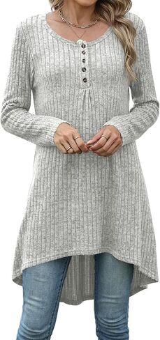 Naggoo Long Tunic Tops for Women for Leggings Long Sleeve Henley Shirts High Low Fall Sweaters M-3XL in Saudi Arabia