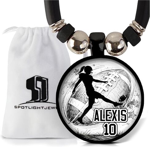شخصية كرة القدم صورة ظلية قلادة قلادة اسم اللاعب المخصص ورقم جيرسي المجوهرات الرياضية هدية للبنين والبنات. in Kuwait