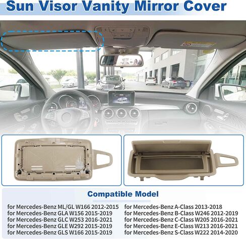 ACROPIX Sun Visor Vanity Mirror Cover for Mercedes-Benz GLA W156/GLE W292/GLS W166 2015-2019 Front Left Sun Visor Makeup Mirror Cap Replaces No.A1668100110 in Saudi Arabia