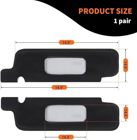 2Pcs Sun Visor Cover Protector Driver Passenger Side Compatible with Mustang 1994-2004 Black Microfiber Leather in Saudi Arabia