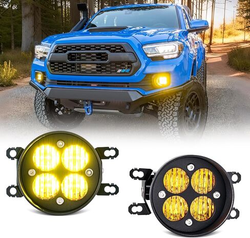 أضواء الضباب LED ذات العدسات الصفراء لـ Tacoma 2012-2023 / Tundra 2014-2021 / 4Runner 2010-2024 مصابيح الضباب ذات الزاوية الواسعة ذات الطاقة العالية in Saudi Arabia