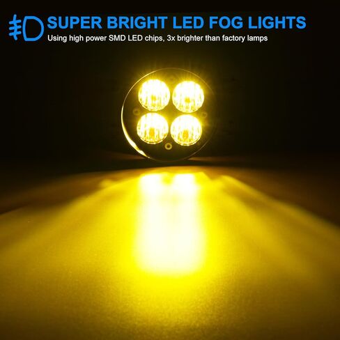 أضواء الضباب LED ذات العدسات الصفراء لـ Tacoma 2012-2023 / Tundra 2014-2021 / 4Runner 2010-2024 مصابيح الضباب ذات الزاوية الواسعة ذات الطاقة العالية in Saudi Arabia
