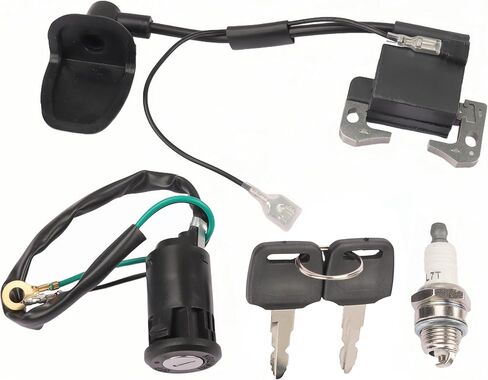 Ignition Coil Spark Plug L7T Ignition Key Switch Kit for 43cc 47cc 49cc 2-Stroke Engine Mini Bike Pocket Bike ATV Quad Scooter Dirt Bike Pit Bike Go Kart Minimoto Chopper Kids Bike in Kuwait