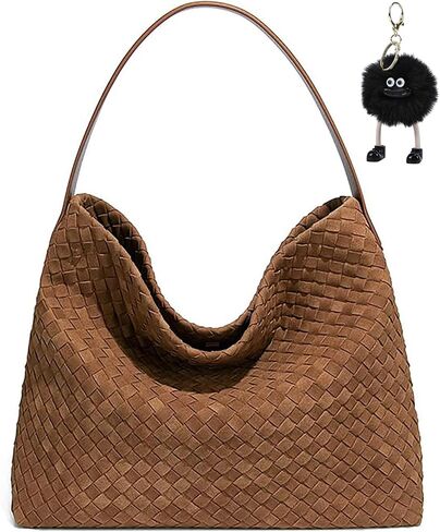 Woven Suede Hobo Bag for Women, Fall Woven Purse Slouchy Shoulder Crossbody Bag, Tote Elegant Handbag Satchel for Work Travel in Saudi Arabia