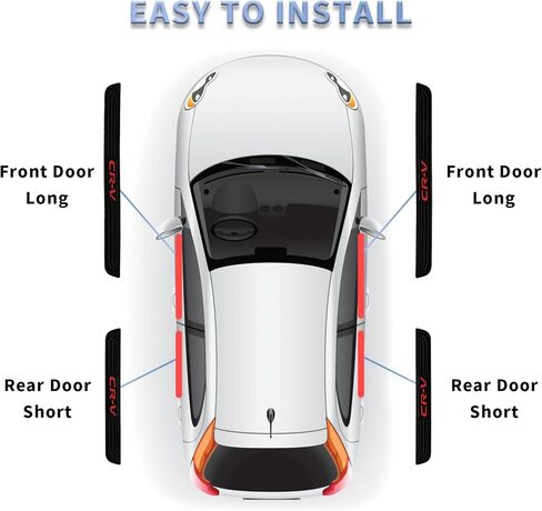 4 قطع/مجموعة واقيات عتبة باب السيارة - واقي لوحة عتبة الباب الأمامي/الخلفي من المطاط الناعم باللون الأسود، ملصقات حماية لدواسة الباب مناسبة لسيارة Honda CRV (أحمر) in Kuwait