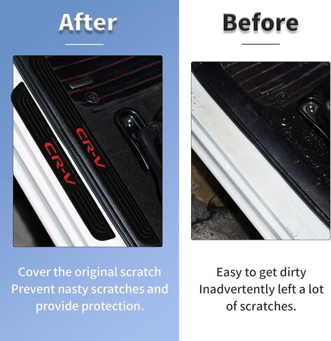 4 قطع/مجموعة واقيات عتبة باب السيارة - واقي لوحة عتبة الباب الأمامي/الخلفي من المطاط الناعم باللون الأسود، ملصقات حماية لدواسة الباب مناسبة لسيارة Honda CRV (أحمر) in Kuwait