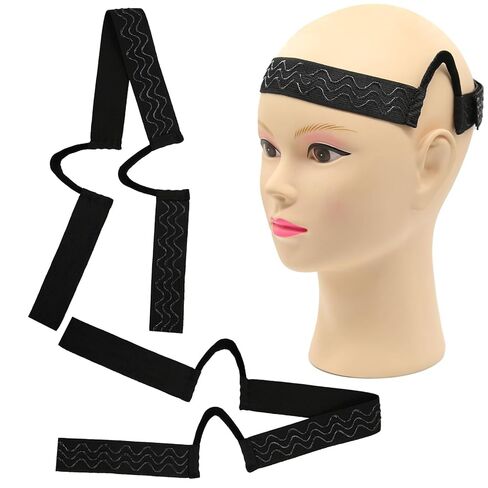 2Pcs Black Glossy Satin New Material C-Shaped Painless Ear Wig, Soft Painless Wig Band with Ear Cut Outs Tools, Comfortable Earless Melting Band Supplies in Saudi Arabia