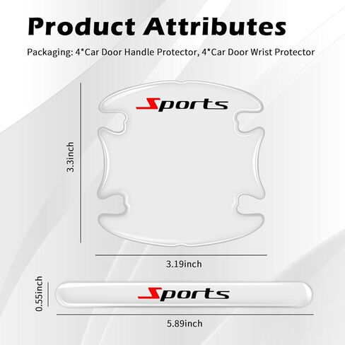 8PCS Car Door Handle Protector Anti-Scratch,Clear Car Door Handle Scratch Protector with Sports Design,Universal Self-Adhesive Cars Handles Protectors for Most Vehicles in Saudi Arabia