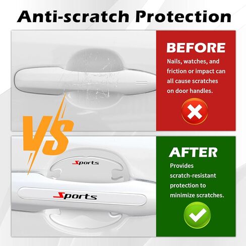 8PCS Car Door Handle Protector Anti-Scratch,Clear Car Door Handle Scratch Protector with Sports Design,Universal Self-Adhesive Cars Handles Protectors for Most Vehicles in Saudi Arabia