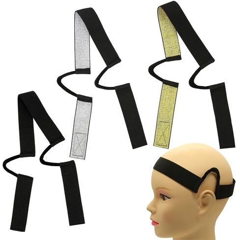 2Pcs Black Glossy Satin New Material C-Shaped Painless Ear Wig, Soft Painless Wig Band with Ear Cut Outs Tools, Comfortable Earless Melting Band Supplies in Saudi Arabia