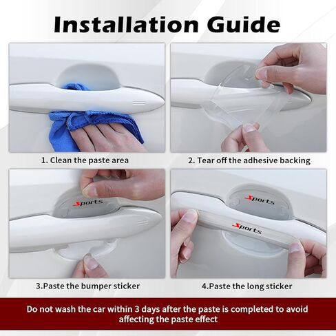 8PCS Car Door Handle Protector Anti-Scratch,Clear Car Door Handle Scratch Protector with Sports Design,Universal Self-Adhesive Cars Handles Protectors for Most Vehicles in Saudi Arabia
