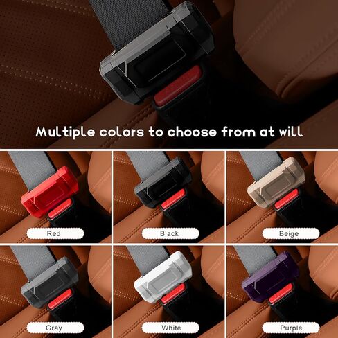 2 PCS Car Seat Belt Buckle Covers, Anti-Scratch Silicone Auto Safety Belt Buckle Guard, Universal Seatbelt Clip Protective Sleeve For Most Vehicles, Car Accessories (Black) in Saudi Arabia