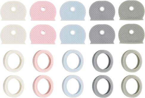 PATIKIL Key Caps Set, 20 Pcs Key Cap Tags Identifiers Rings Silicone Key Head Protectors Key Tags Key Accessories, 5 Color in Saudi Arabia