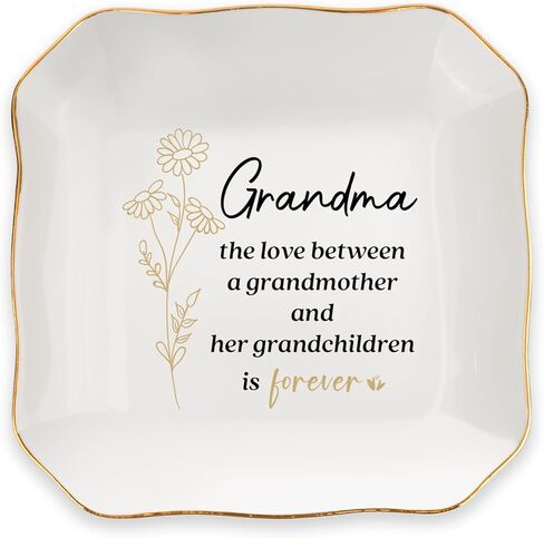 Grandma Gifts from Grandkids-Birthday Gifts for Grandma-4"x4" Small Jewelry Holder Dish Tray-Gift for Grandmother Gigi Mimi Nana on Valentine‘s Day in Saudi Arabia