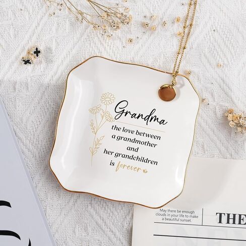 Grandma Gifts from Grandkids-Birthday Gifts for Grandma-4"x4" Small Jewelry Holder Dish Tray-Gift for Grandmother Gigi Mimi Nana on Valentine‘s Day in Saudi Arabia