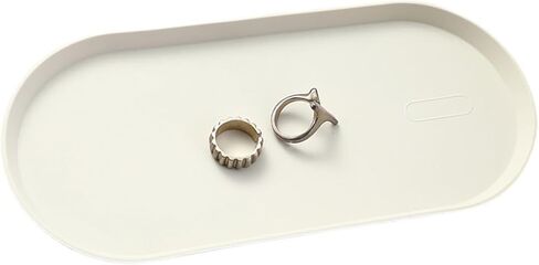 صينية تزيين من السيليكون - صينية بيضاوية للحمام والحوض (8.66 × 3.94 بوصة) منظم مجوهرات آمن للغسل في غسالة الأطباق للحمام والمكتب والزينة ومستحضرات التجميل (أخضر) in Kuwait