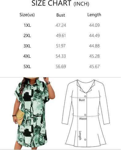 Womens Short Sleeve Midi Printed Button Down Shirt Dress Plus Size Loose Shirt Dresses for Women in Saudi Arabia