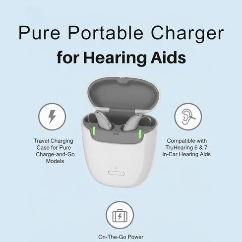 Pure Portable Charger for Hearing Aids | Travel Charging Case for Pure Charge-and-Go Models | Compatible with TruHearing 6 & 7 In-Ear Hearing Aids | On-the-Go Power in Saudi Arabia
