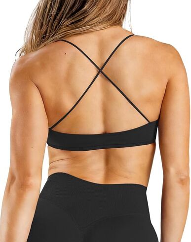 OMKAGI Sports Bras for Women Strappy Workout Bras Open Back Yoga Bra Gym Crop Tops in Saudi Arabia