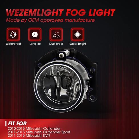 Fog Light Assembly Replacement For 2010-2015 Mitsubishi Outlander With H11 12V 55W Halogen Bulbs​(Clear Lens) in Saudi Arabia