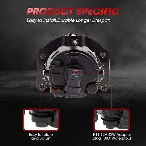 Fog Light Assembly Replacement For 2010-2015 Mitsubishi Outlander With H11 12V 55W Halogen Bulbs​(Clear Lens) in Saudi Arabia