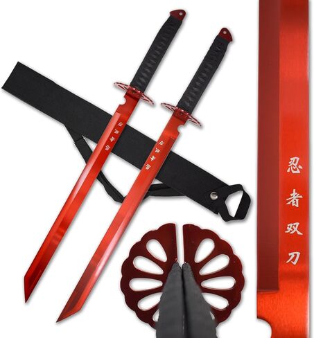 BladesUSA HK-6183 Twin Ninja Swords, Two-Piece Set, Black, 28-Inch Overall in Saudi Arabia