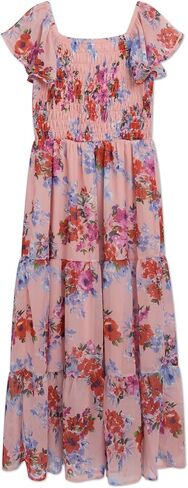 Speechless Girls' Flutter Sleeve Cumberbund Maxi Dress with Purse in Saudi Arabia