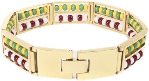 Double Stainless Steel Ifa Shango clear red and white, Green and Yellow Czech Beads Babalawo Amulet Protection Orumila Bracelet for Men and Women - Unisex Stylish Good Luck Bracelet in Saudi Arabia