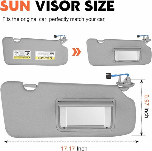 Gray Driver Left + Passenger Right Side Sun Visor Replacement Compatible with Honda CRV 2017 2018 2019 2020 2021 2022 with Light Replace 83280TLAA12ZB 83230TLAA12ZB in Saudi Arabia