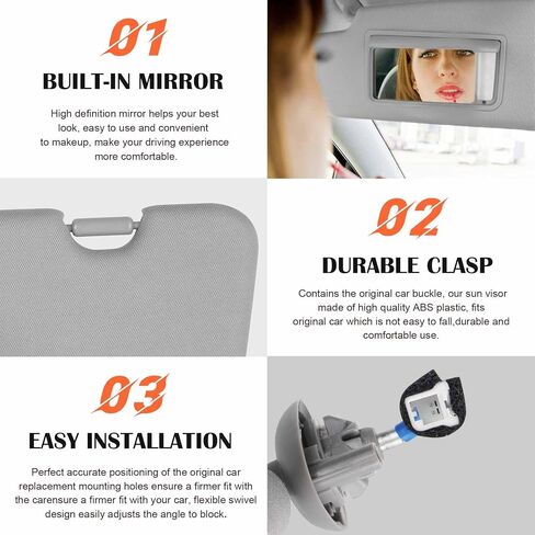 Gray Driver Left + Passenger Right Side Sun Visor Replacement Compatible with Honda CRV 2017 2018 2019 2020 2021 2022 with Light Replace 83280TLAA12ZB 83230TLAA12ZB in Saudi Arabia