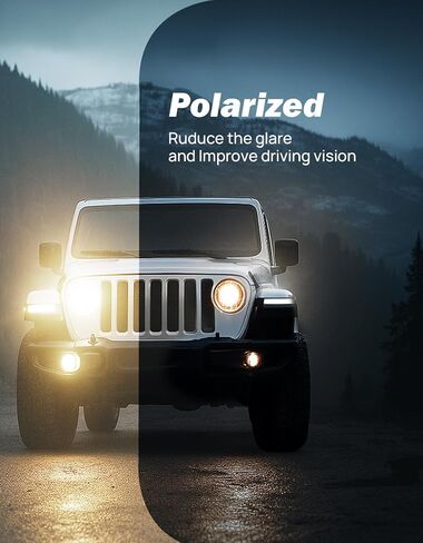 JOYTUTUS Polarized Sun Visor Extender Compatible with Jeep Wrangler JL JLU JT 2018-2025&Gladiator 2020-2025,Anti-Glare Polarized UV400 Protection, Safe Driving Extension for Glare/UV Ray/Stray Light in Saudi Arabia