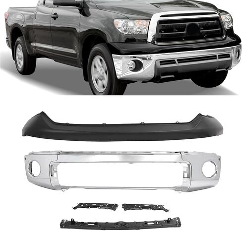 KUAFU Front Bumper Face Bar(3Pcs) + Upper Bumper Cover + Bracket Compatible With 2007-2022 Toyota Tundra Sequoia TO1032108, TO1010102, TO1033108, TO1014100, TO1002181 W/Fog Light & Sensor Holes in Saudi Arabia
