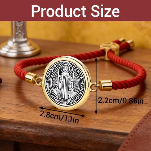 San Benito Bracelet Red String for Protection Adjustable Catholic Bracelet Religious Accessories Collection for Women Men Christian Jewelry Gift St Benedict Bracelets in Saudi Arabia