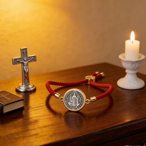 San Benito Bracelet Red String for Protection Adjustable Catholic Bracelet Religious Accessories Collection for Women Men Christian Jewelry Gift St Benedict Bracelets in Saudi Arabia