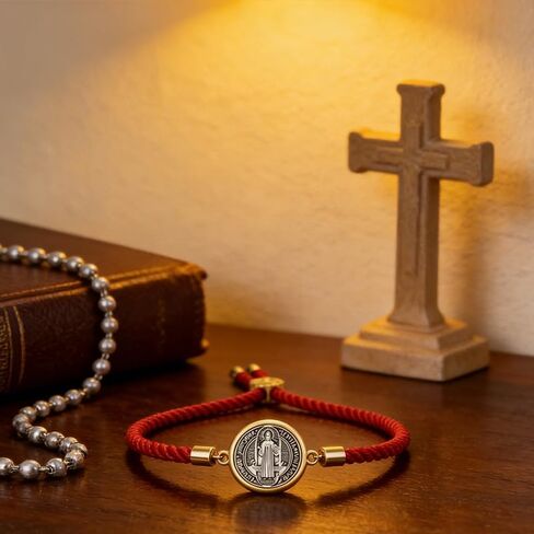 San Benito Bracelet Red String for Protection Adjustable Catholic Bracelet Religious Accessories Collection for Women Men Christian Jewelry Gift St Benedict Bracelets in Saudi Arabia