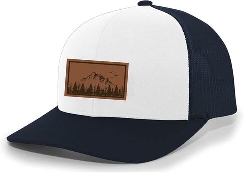 شركة Trenz Shirt Company Mountain Scene Tamarak غابة الصنوبر محفورة بالليزر رقعة جلدية شبكية خلفية لسائقي الشاحنات Ha in Saudi Arabia