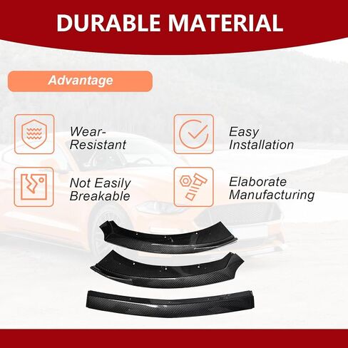 Front Bumper Lip Compatible with Ford Mustang 2015 2016 2017 Carbon Fiber Printing Front Lip Splitter ABS Front Spoiler in Saudi Arabia