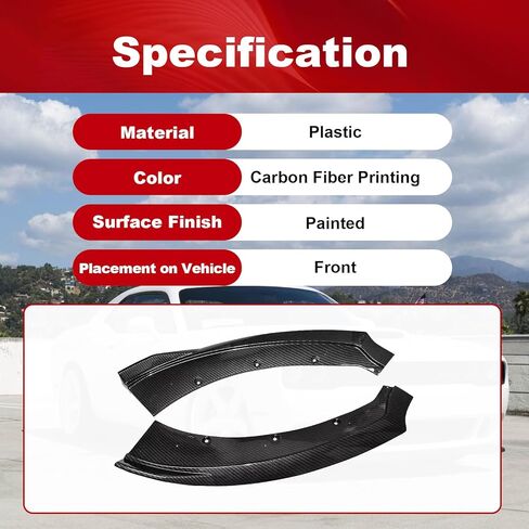 Front Bumper Lip Compatible with Ford Mustang 2015 2016 2017 Carbon Fiber Printing Front Lip Splitter ABS Front Spoiler in Saudi Arabia