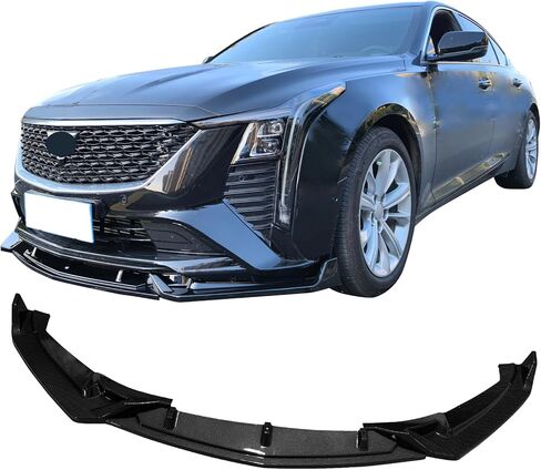 IKON MOTORSPORTS Front Bumper Lip, Compatible with 2025-2026 Cadillac CT5 Premium Luxury Trims, Carbon Fiber Print PP Polypropylene Air Dam Chin Spoiler Protector Splitter 3PCS in Saudi Arabia