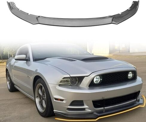 Front Bumper Lip Spoiler Compatible with 2013-2014 Ford Mustang (Exclude Shelby), PP Add-on Front Splitter Air Dam Chin Protector, Black with Carbon Fiber Print in Saudi Arabia