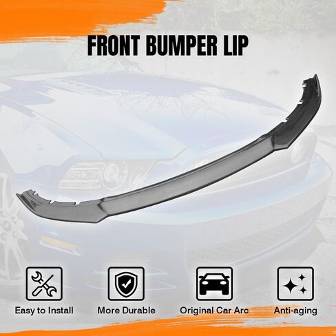 Front Bumper Lip Spoiler Compatible with 2013-2014 Ford Mustang (Exclude Shelby), PP Add-on Front Splitter Air Dam Chin Protector, Black with Carbon Fiber Print in Saudi Arabia
