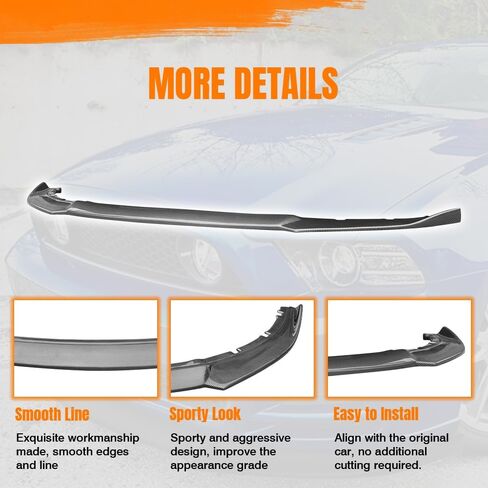 Front Bumper Lip Spoiler Compatible with 2013-2014 Ford Mustang (Exclude Shelby), PP Add-on Front Splitter Air Dam Chin Protector, Black with Carbon Fiber Print in Saudi Arabia