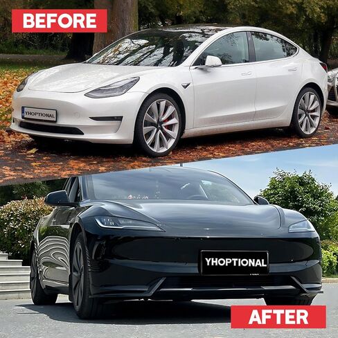 Front Bumper Lip Splitter Side Skirts Body Kit for 2017-2023 Tesla Model 3, Model 3 Front Spoiler, Model 3 Accessories Side Skirt (Gloss Black) in Saudi Arabia